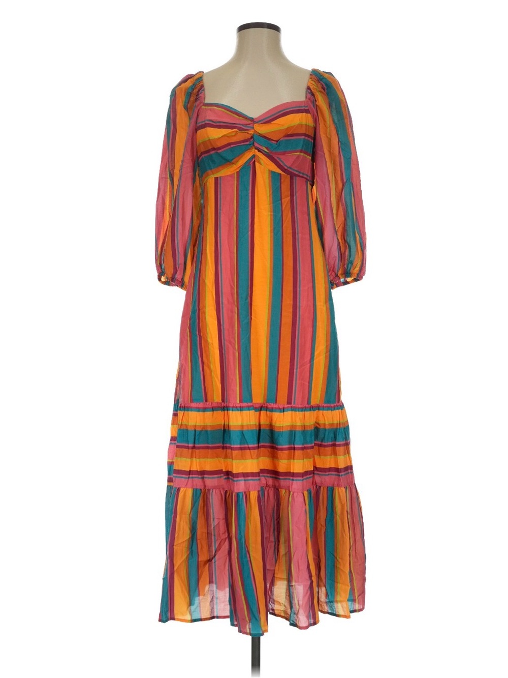 Farm Rio Rainbow Stripe Long Sleeve Maxi - Sz XS 🌈 - Picture 5 of 10